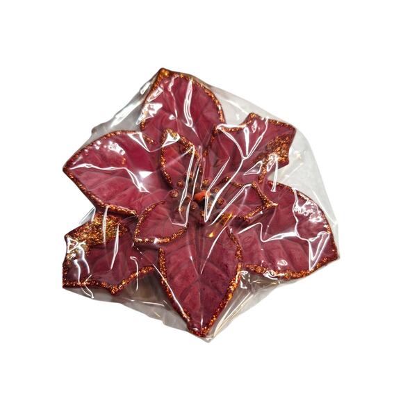 Lillian Vernon Vintage Poinsetta Red Gold Floating Candles Trio NIB Set of 3 - Picture 2 of 5